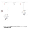 Binario Top Light MONO 1184 ECLIPSE YARI BIANCO G9 LED lampada soffitto moderna spot orientabile sfera vetro trasparente