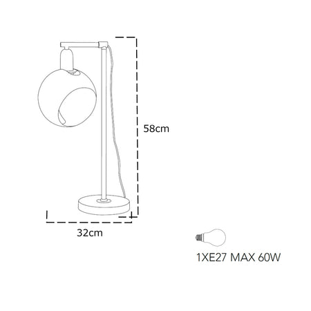 Lampada da tavolo 60W E27 orientabile cromo BEAUTY