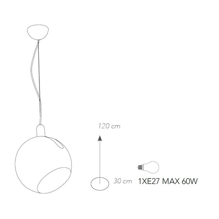 Lampada a sospensione 60W E27 diametro 30cm orientabile cromo BEAUTY