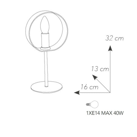 Lampada da tavolo 40W E14 orientabile bianca TORCH