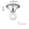 Plafoniera a soffitto per interno 60W E27 diametro 18cm cromo VISION