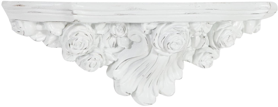 Biscottini Mensola Barocca Angelo Biscottini Resina Bianca Anticato 43x14x14 Design Murale
