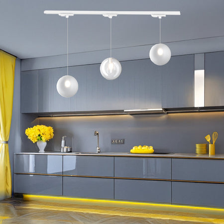 Binario Top Light MONO 1184 ECLIPSE BIANCO G9 LED lampada soffitto moderna sfera vetro trasparente bianco