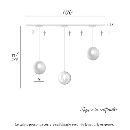 Binario Top Light MONO 1184 ECLIPSE BIANCO G9 LED lampada soffitto moderna sfera vetro trasparente bianco