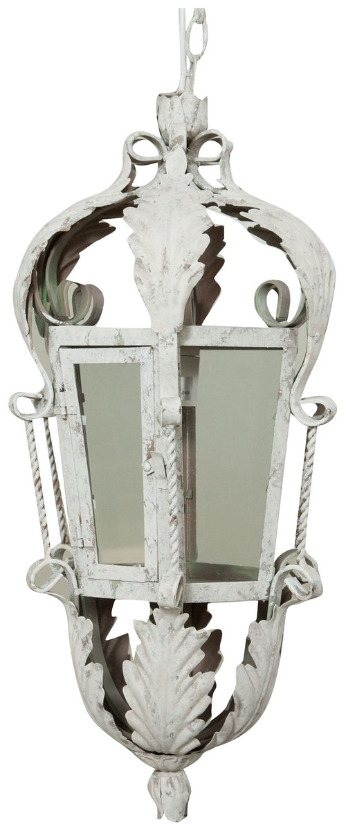 Biscottini Biscottini Lanterna Soffitto Ferro Battuto Bianco Anticato 30x24x58 Arredo