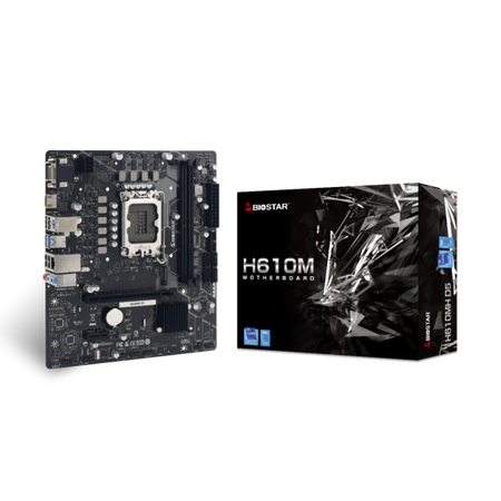 Scheda madre Biostar H610MH D5 - Supporto processori Intel Socket 1700 12th e 13th e 14th Gen Intel Core - Ram 2x DDR5 - Hdmi, D-Sub (Vga) - 8x Usb3.2 / 6x Usb2.0 - GLan - Audio HD - Micro-ATX