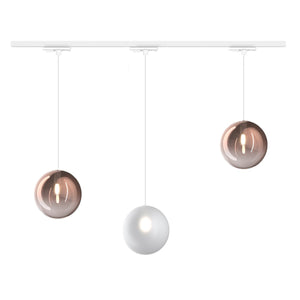 Binario Top Light MONO 1184 ECLIPSE BF-RA BIANCO G9 LED lampada soffitto moderna sfera vetro bianco rame