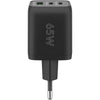 Nano Caricatore Alimentatore GaN 2xUSB-C (PD) + USB-A (QC) da Muro 65W Nero