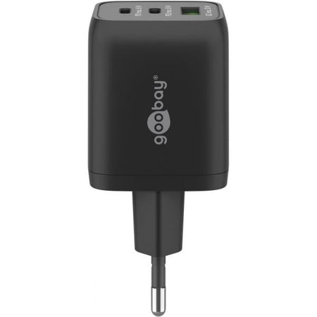 Nano Caricatore Alimentatore GaN 2xUSB-C (PD) + USB-A (QC) da Muro 65W Nero