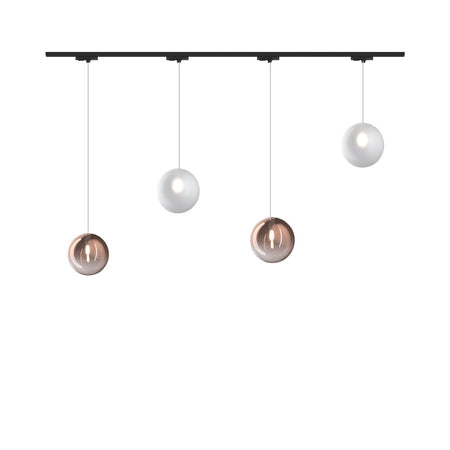 Binario Top Light MONO 200N 1184 ECLIPSE BF-RA BIANCO G9 LED lampada soffitto moderna sfera vetro bianco rame multiluce