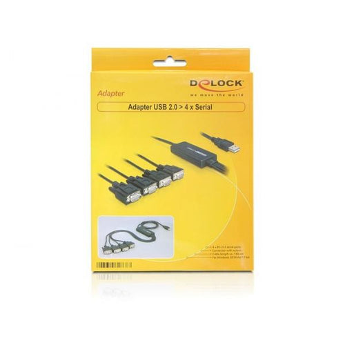 DeLOCK 61887 cavo seriale Nero 1,4 m USB tipo A DB-9 (Delock USB 2.0 > 4 x Serial Adapter -)