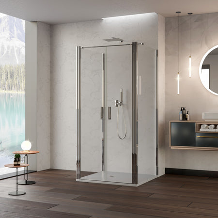 Box doccia saloon tre lati senza profili trasparente 6mm H195 DOBLA