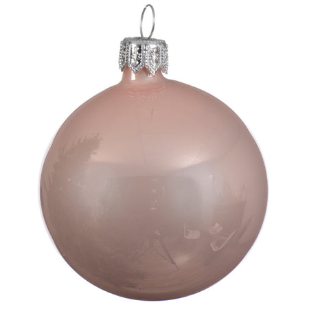 Palline per albero di Natale in vetro decorate color Rosa Blush Smalto