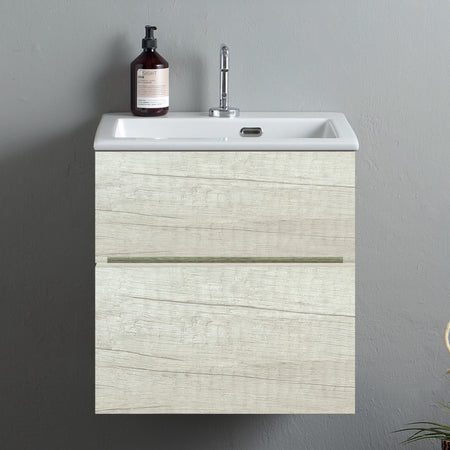 Mobile lavatoio sospeso di design con lavandino senza strizzatoio Olmo Bianco