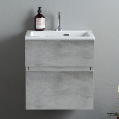 Mobile lavatoio sospeso di design con lavandino senza strizzatoio Cemento