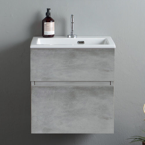 Mobile lavatoio sospeso di design con lavandino senza strizzatoio Cemento