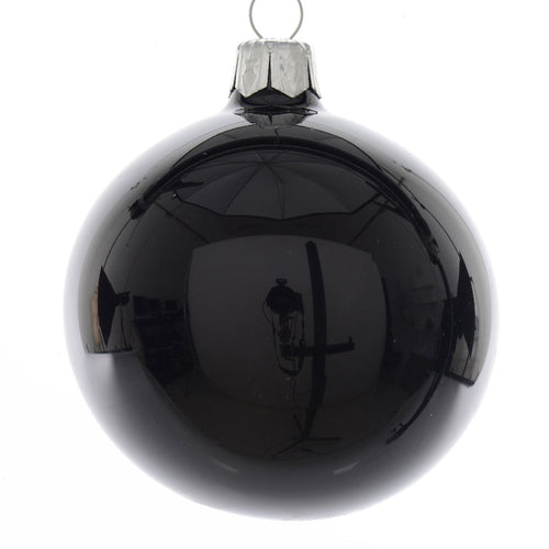 Palline per albero di Natale in vetro decorate color Nero Lucido