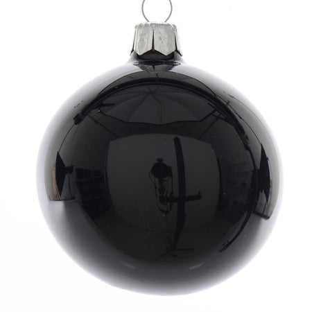 Palline per albero di Natale in vetro decorate color Nero Lucido