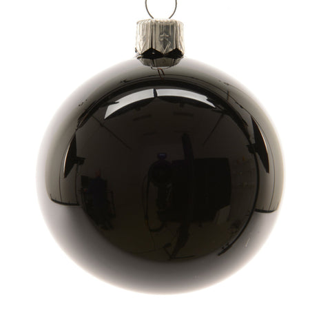 Palline per albero di Natale in vetro decorate color Nero Lucido