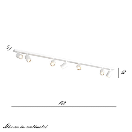 Binario Top Light KORA 1208 7 BI GU10 LED lampada soffitto parete moderna faretti orientabili
