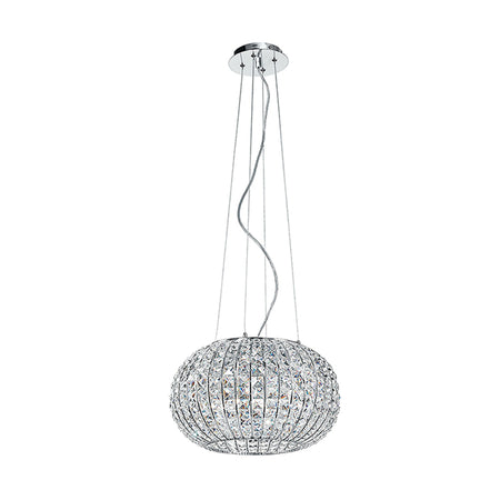 Lampadario a Sospensione Circolare Cristalli K9 Squadrati Metallo Classico E27