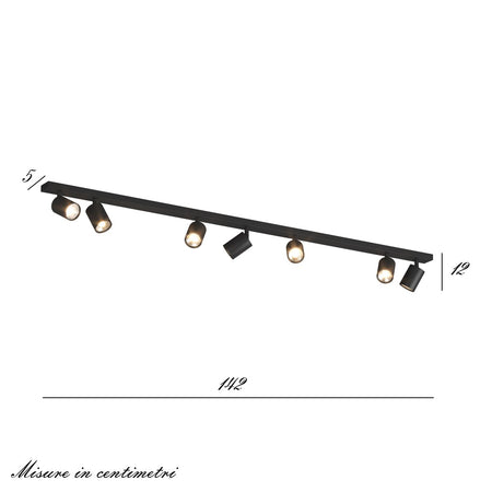 Binario Top Light KORA 1208 7 NE GU10 LED lampada soffitto parete moderna faretti orientabili