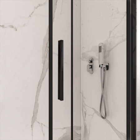 Box doccia tre lati con profili neri scorrevole anticalcare 195 Lagoa