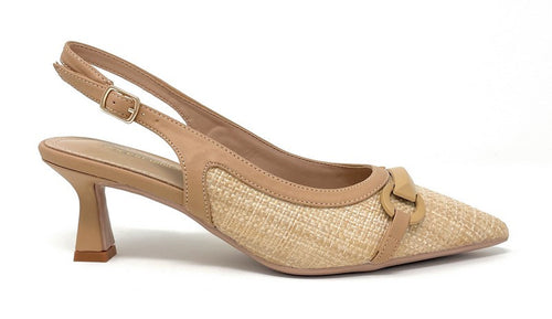 Francesco Milano slingback donna beige Praga con accessorio E06 06K