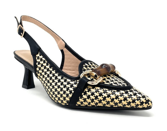 Francesco Milano slingback donna nero-beige Praga E06 07K