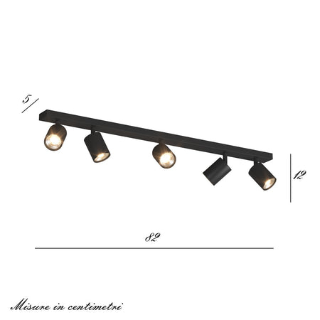 Binario Top Light KORA 1208 5 NE GU10 LED lampada soffitto parete moderna faretti orientabili