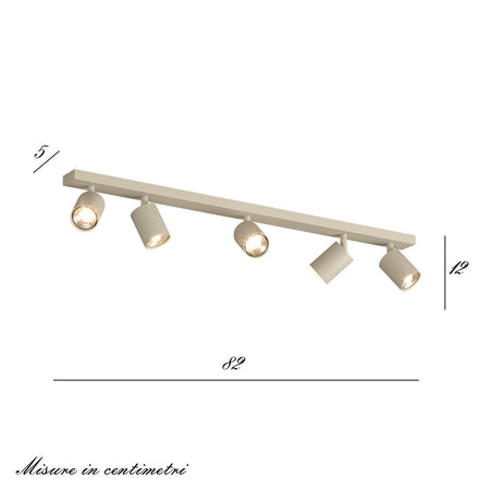 Binario Top Light KORA 1208 5 SA GU10 LED lampada soffitto parete moderna faretti orientabili