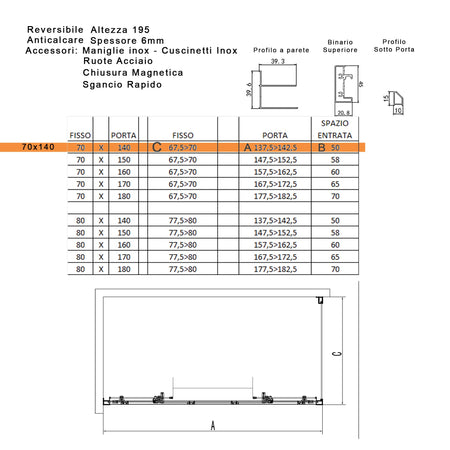 Box doccia due lati scorrevole LAGOA DUO ingresso centrale 6mm anticalcare