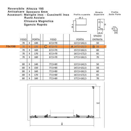 Box doccia due lati scorrevole LAGOA DUO ingresso centrale 6mm anticalcare