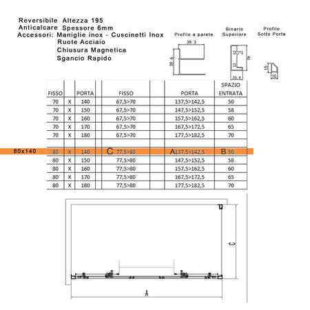 Box doccia due lati scorrevole LAGOA DUO ingresso centrale 6mm anticalcare