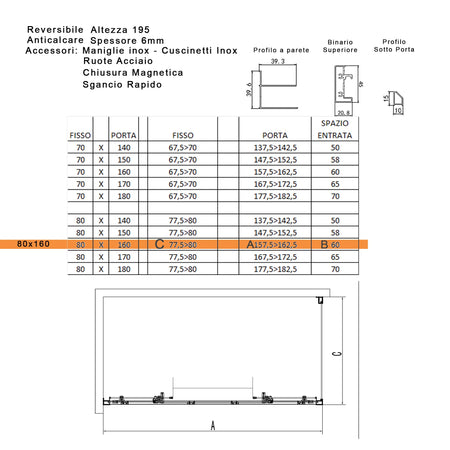 Box doccia due lati scorrevole LAGOA DUO ingresso centrale 6mm anticalcare