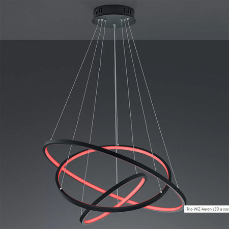 Lampadario TRIO Lighting AARON 352710342 LED RGBW 9200LM metallo antracite lampada soffitto ultramoderna telecomando