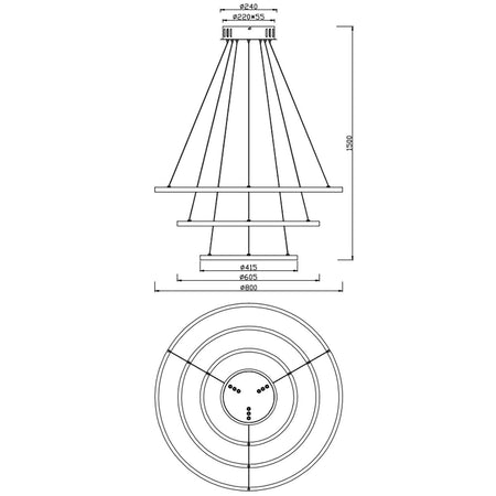 Lampadario TRIO Lighting AARON 352710342 LED RGBW 9200LM metallo antracite lampada soffitto ultramoderna telecomando