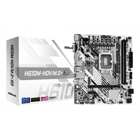 Scheda madre AsRock H610M-HDV/M.2+ D5 - Supporto processori Intel Socket 1700 12th e 13th e 14th Gen Intel Core - Ram 2x DDR5 - Hdmi, DisplayPort, D-Sub (Vga) - 8x Usb3.2 / 6x Usb2.0 - GLan - Audi