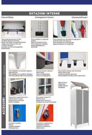 Armadietto sovrapposto a 2 posti con piano portascarpe cm. 35x35x180h