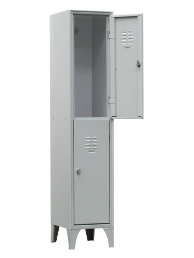 Armadietto monoblocco sovrapposto a 2 vani in lamiera verniciata cm. 35x35x180h