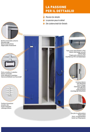 Armadio sovrapposto a 2 posti con tramezza interna cm. 35x35x180h