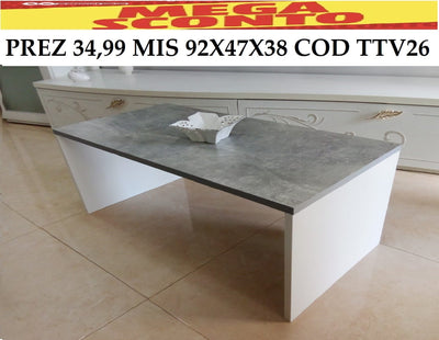 ttv26 tavolino da salotto soggiorno bianco e grigio cemento in legno tavolinetto caffè