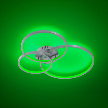 Plafoniera TRIO Lighting AARON 652710307 LED RGBW 4200LM metallo nikel lampada soffitto ultramoderna telecomando