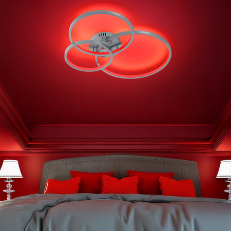 Plafoniera TRIO Lighting AARON 652710307 LED RGBW 4200LM metallo nikel lampada soffitto ultramoderna telecomando