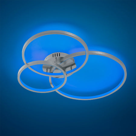 Plafoniera TRIO Lighting AARON 652710307 LED RGBW 4200LM metallo nikel lampada soffitto ultramoderna telecomando