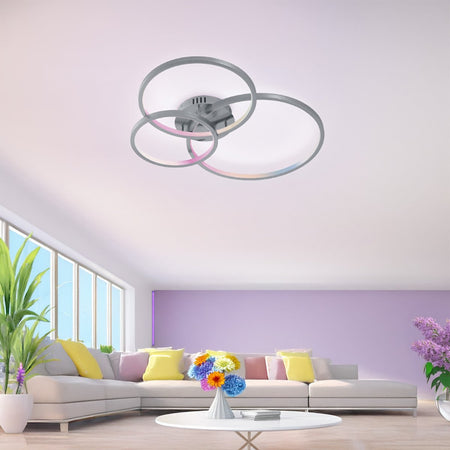 Plafoniera TRIO Lighting AARON 652710307 LED RGBW 4200LM metallo nikel lampada soffitto ultramoderna telecomando