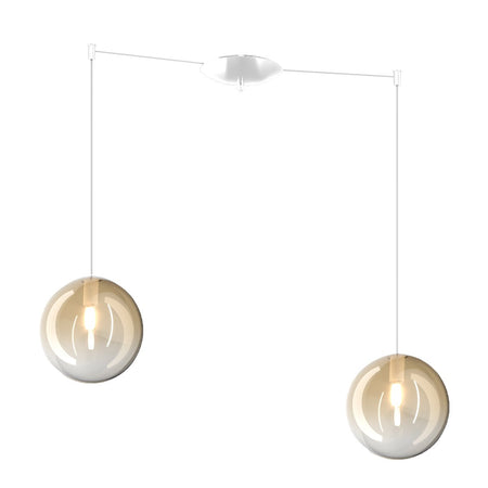 Lampadario Top Light ECLIPSE 1184 BI S2 S AM G9 LED vetro sfera ambra
