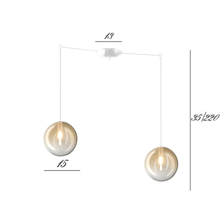 Lampadario Top Light ECLIPSE 1184 BI S2 S AM G9 LED vetro sfera ambra