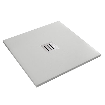 Piatto doccia in marmo resina effetto pietra con foro centrale Grigio Chiaro Chic