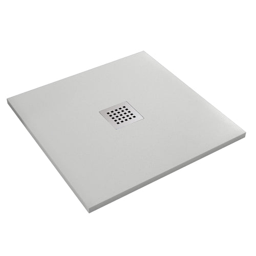 Piatto doccia in marmo resina effetto pietra con foro centrale Grigio Chiaro Chic